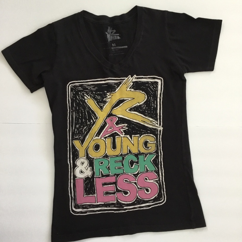Young & Reckless T Shirt Black Short Sleeves Size M